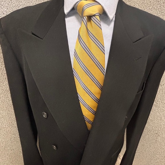 Lord & Taylor Black Double Breasted Blazer 44L Formal Goth VTG Union  Jacket - Picture 6 of 16